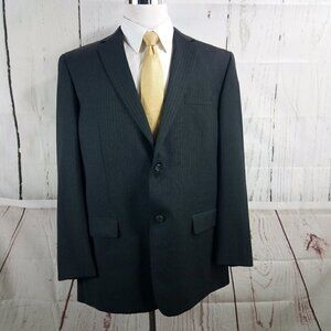 Joseph & Feiss 46L Wool 2 Button Dark Gray Striped Suit Blazer